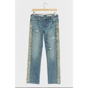 Pilcro The Slim Boyfriend Jeans Women's 27 Blue Denim Side Stripe‎ Detail Zip